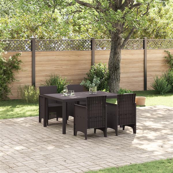 Grote foto vidaxl 5 delige tuin eetset bruine poly rattan tuin en terras tuinmeubelen