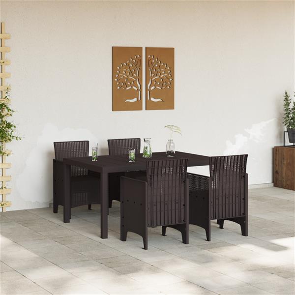 Grote foto vidaxl 5 delige tuin eetset bruine poly rattan tuin en terras tuinmeubelen