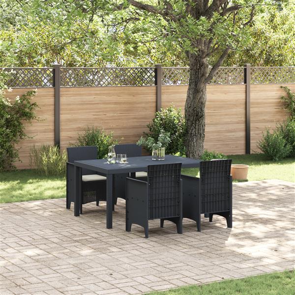 Grote foto vidaxl 5 delige tuin eettafel set met kussens anthraciet poly rattan tuin en terras tuinmeubelen