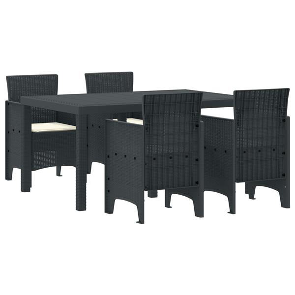 Grote foto vidaxl 5 delige tuin eettafel set met kussens anthraciet poly rattan tuin en terras tuinmeubelen