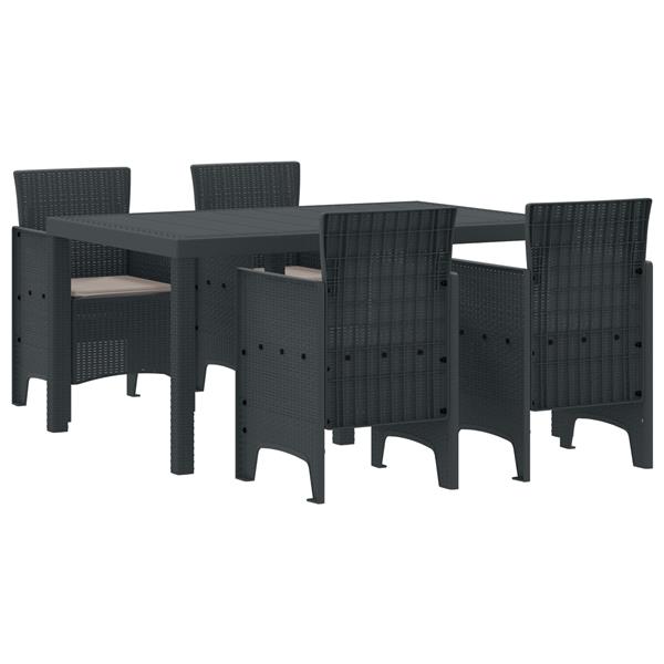 Grote foto vidaxl 5 delige tuin eetset met kussens anthraciet poly rattan tuin en terras tuinmeubelen