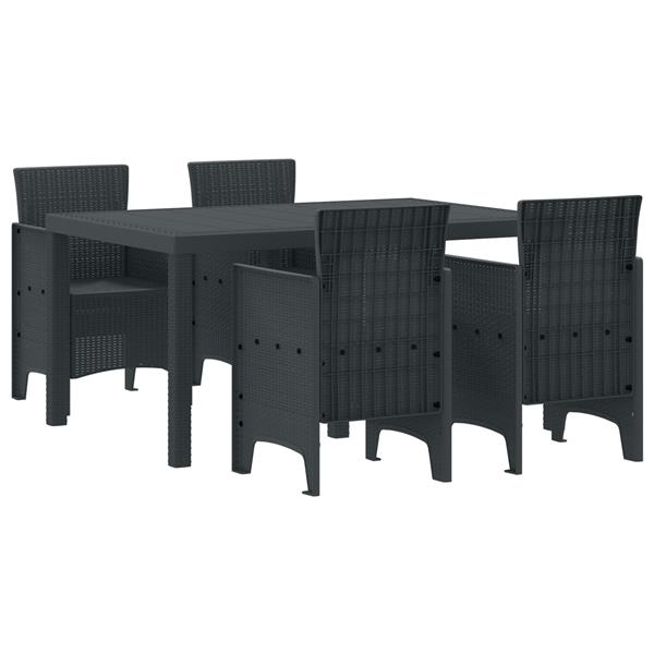 Grote foto vidaxl 5 delige tuin dinerset antraciet poly rattan tuin en terras tuinmeubelen