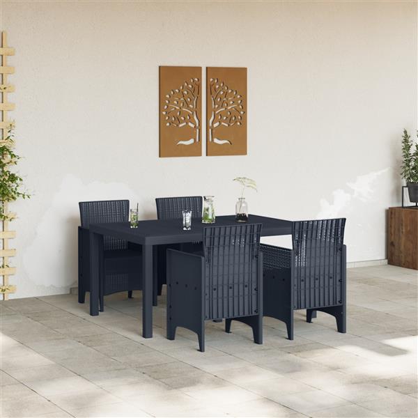 Grote foto vidaxl 5 delige tuin dinerset antraciet poly rattan tuin en terras tuinmeubelen
