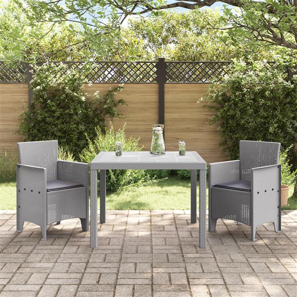 Grote foto vidaxl 3 delige tuinset met kussens lichtgrijs poly rattan tuin en terras tuinmeubelen