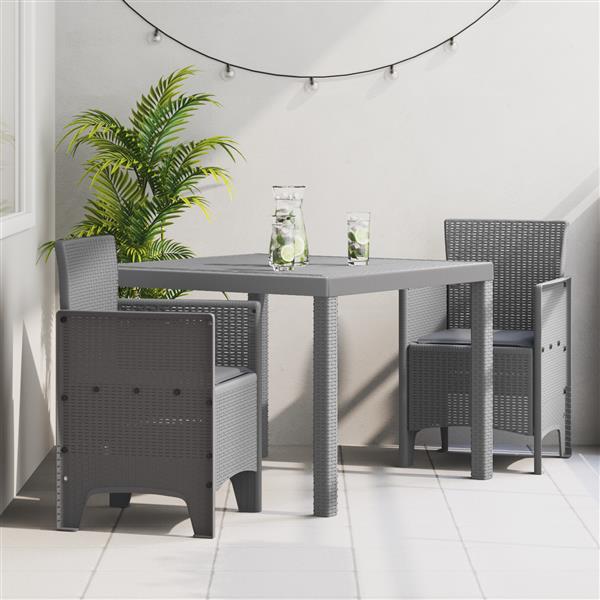 Grote foto vidaxl 3 delige tuinset met kussens lichtgrijs poly rattan tuin en terras tuinmeubelen
