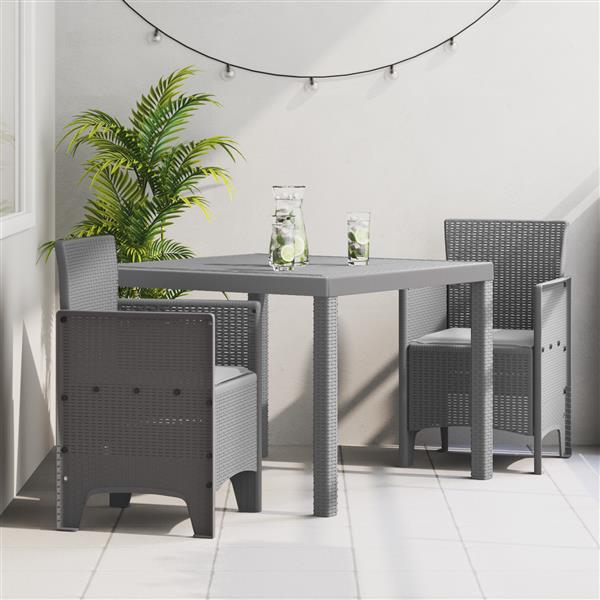 Grote foto vidaxl 3 delige tuinset met kussens in lichtgrijs poly rattan tuin en terras tuinmeubelen