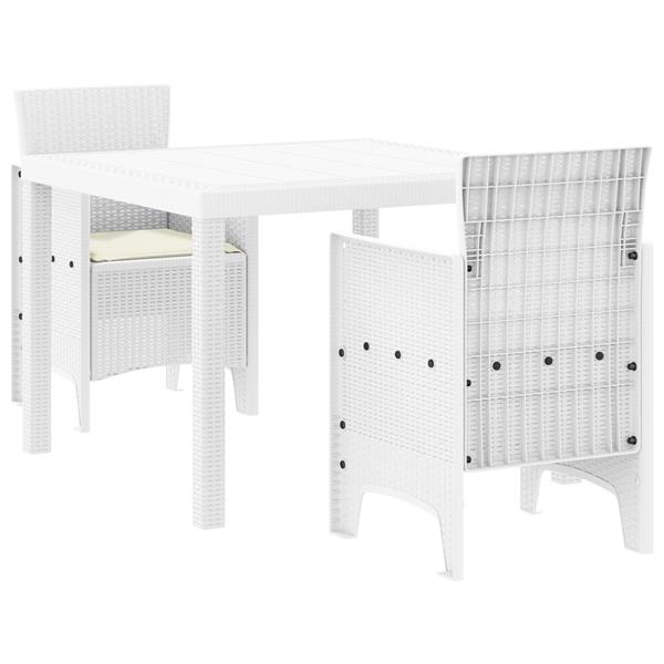 Grote foto vidaxl 3 delige tuinset met kussens in wit poly rattan tuin en terras tuinmeubelen