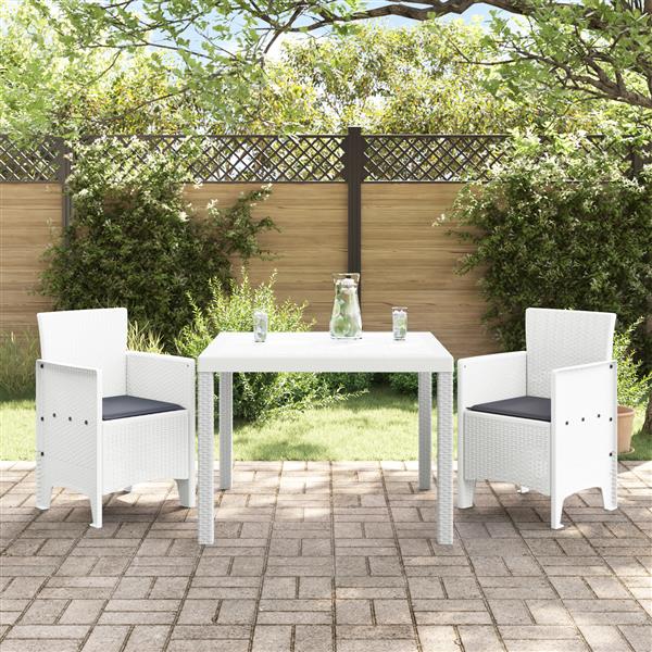 Grote foto vidaxl 3 delige tuinset met kussens in wit poly riet tuin en terras tuinmeubelen