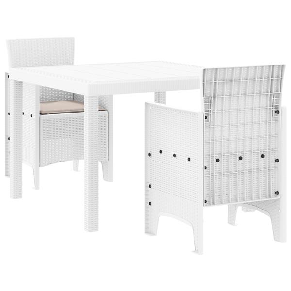 Grote foto vidaxl 3 delige tuintafel en stoelen met kussens in wit poly riet tuin en terras tuinmeubelen