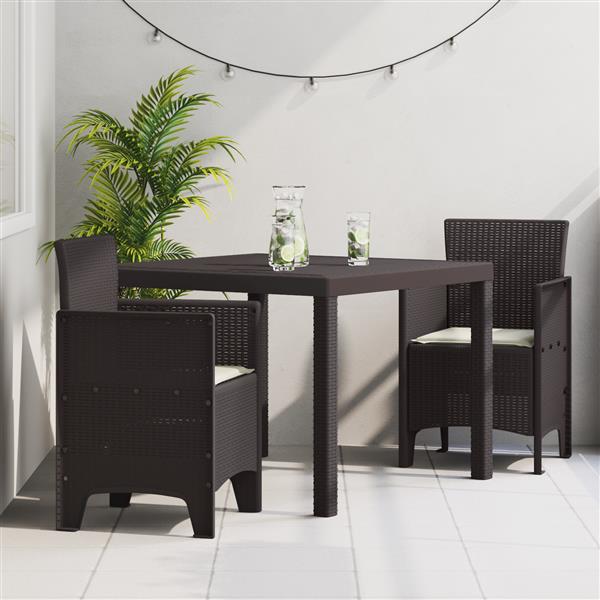 Grote foto vidaxl 3 delige tuinset met kussens poly rattan bruin tuin en terras tuinmeubelen