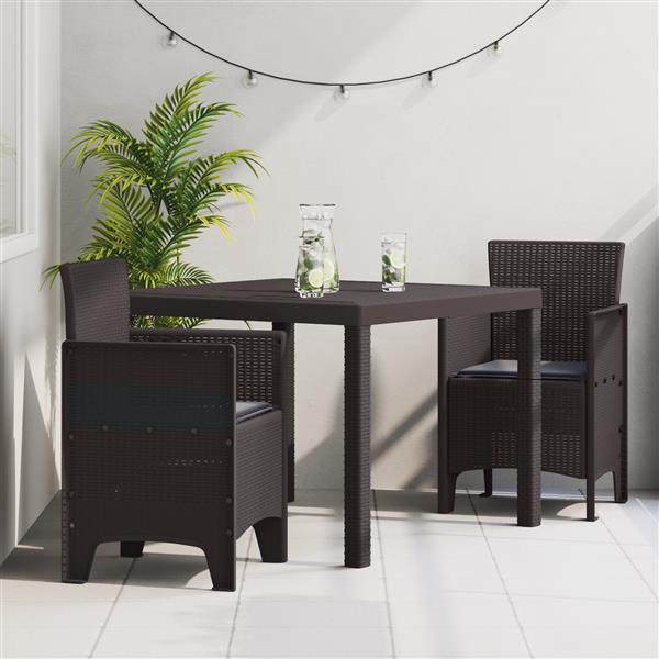 Grote foto vidaxl 3 delige tuinset met kussens poly rattan bruin tuin en terras tuinmeubelen