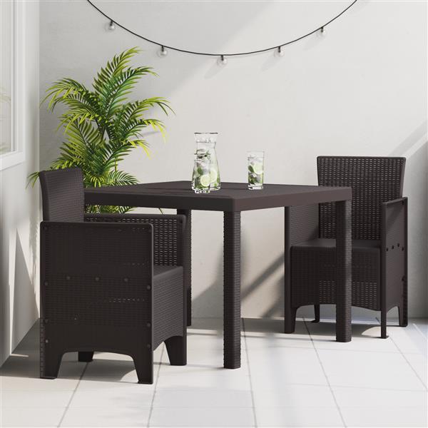 Grote foto vidaxl 3 delige tuinset poly rattan bruin tuin en terras tuinmeubelen