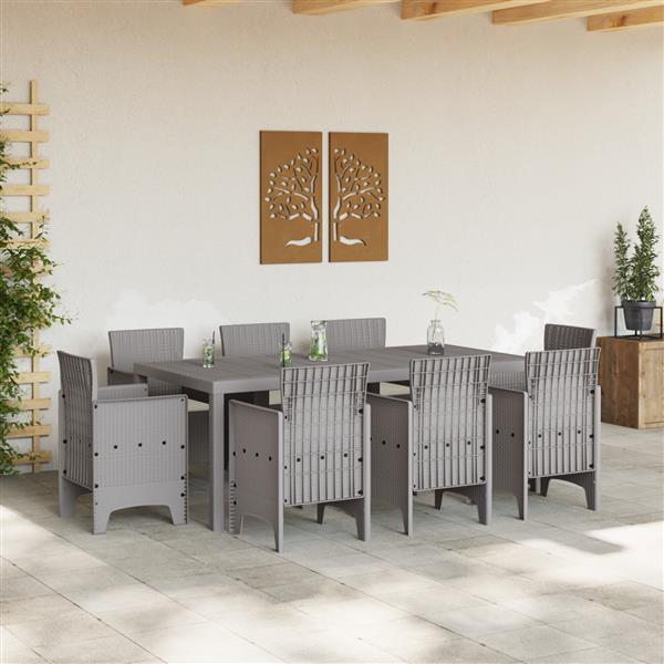 Grote foto vidaxl 9 delige tuinset met kussens poly rattan lichtgrijs tuin en terras tuinmeubelen