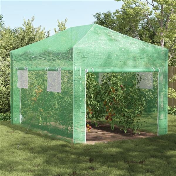 Grote foto vidaxl groentetunnel met pop up frame groen 430x290x315 cm staal tuin en terras overige tuin en terras