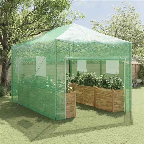 Grote foto vidaxl groentetunnel met pop up frame groen 430x290x315 cm staal tuin en terras overige tuin en terras