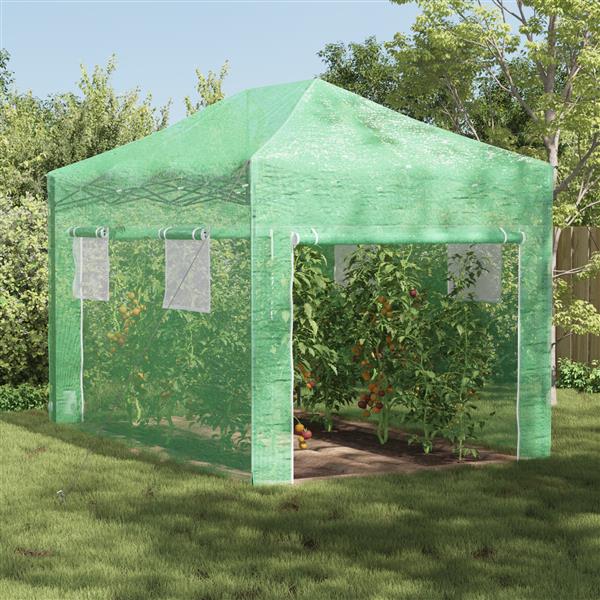 Grote foto vidaxl serre met pop up frame groen 410x280x315 cm staal tuin en terras overige tuin en terras