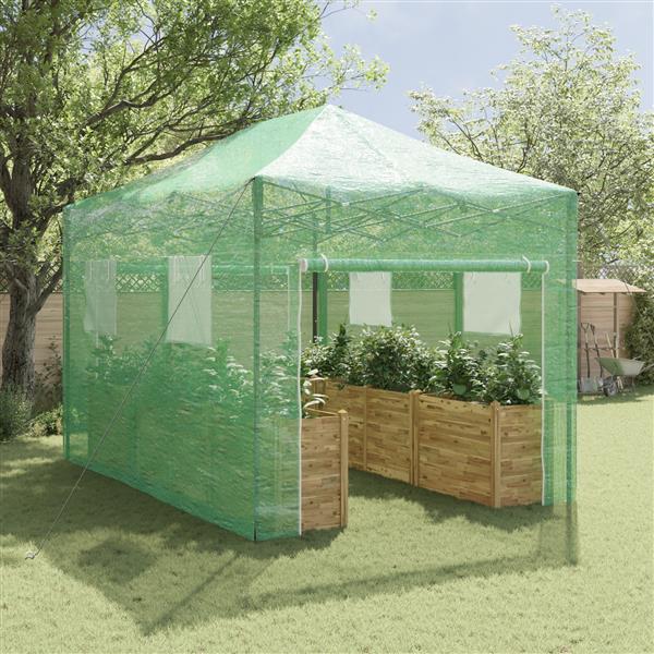 Grote foto vidaxl serre met pop up frame groen 410x280x315 cm staal tuin en terras overige tuin en terras