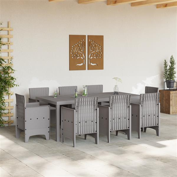 Grote foto vidaxl 9 delige tuinset met kussens lichtgrijs poly rattan tuin en terras tuinmeubelen