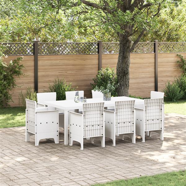 Grote foto vidaxl 9 delige tuinset met kussens van wit poly rattan tuin en terras tuinmeubelen