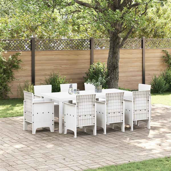 Grote foto vidaxl 9 delige tuinset met kussens in wit poly rattan tuin en terras tuinmeubelen