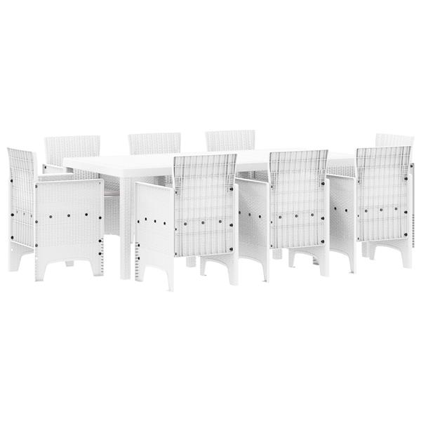 Grote foto vidaxl 9 delige tuinset met kussens in wit poly rattan tuin en terras tuinmeubelen