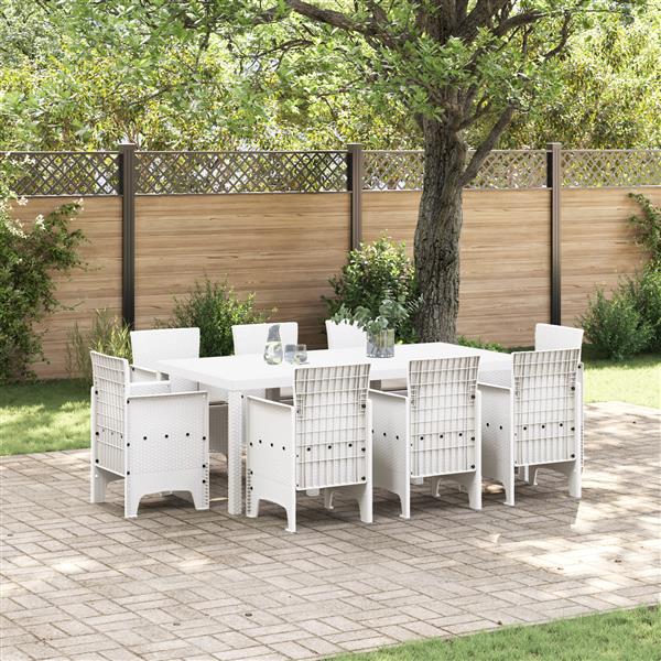 Grote foto vidaxl 9 delige tuinset met kussens witte poly rattan tuin en terras tuinmeubelen