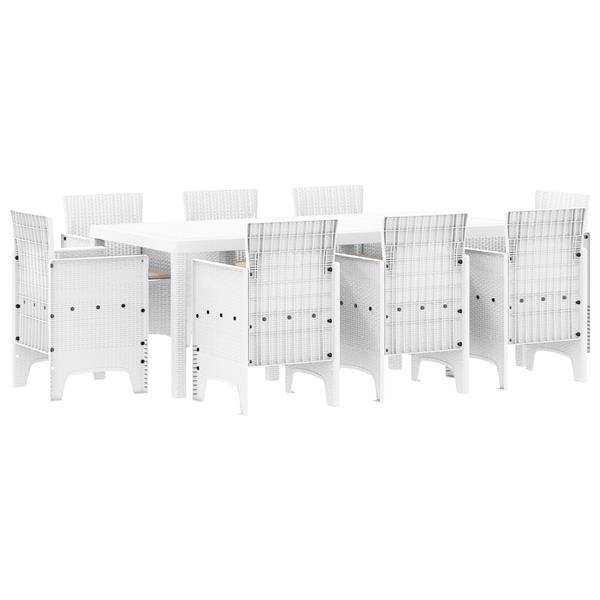 Grote foto vidaxl 9 delige tuinset met kussens witte poly rattan tuin en terras tuinmeubelen