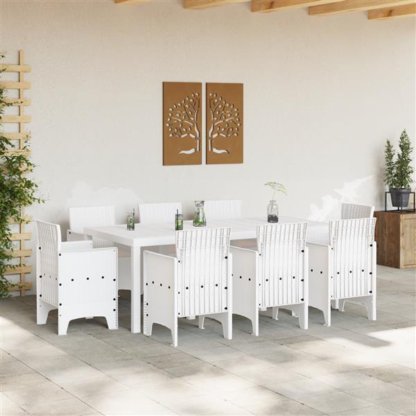 Grote foto vidaxl 9 delige tuinset met kussens witte poly rattan tuin en terras tuinmeubelen
