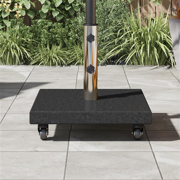 Grote foto vidaxl wielen parasol basis voor 38 48mm polen zwart graniet 30 kg vierkant tuin en terras overige tuin en terras
