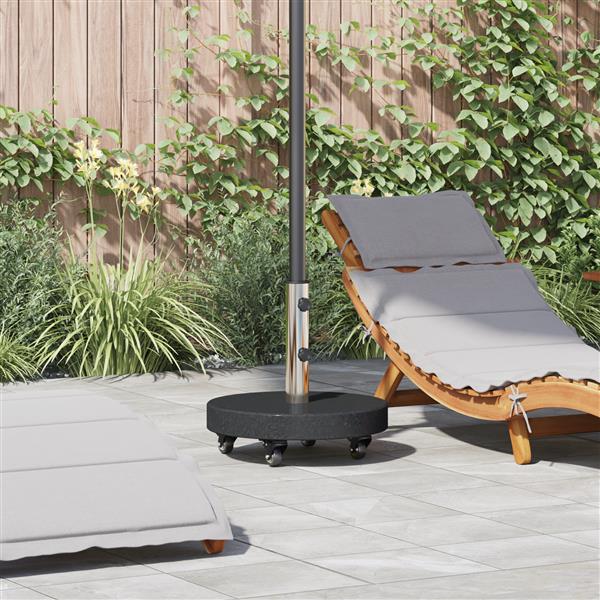 Grote foto vidaxl parasolverrijdbare voet voor 38 48mm stangen zwart graniet 30 kg rond tuin en terras overige tuin en terras