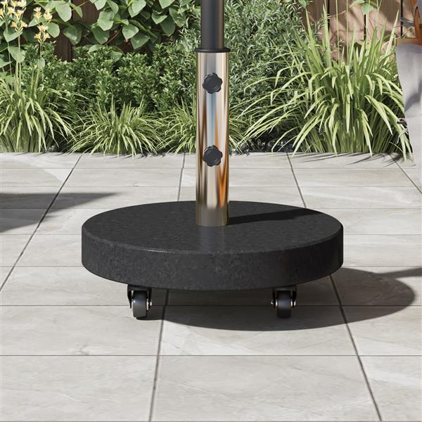 Grote foto vidaxl parasolverrijdbare voet voor 38 48mm stangen zwart graniet 30 kg rond tuin en terras overige tuin en terras