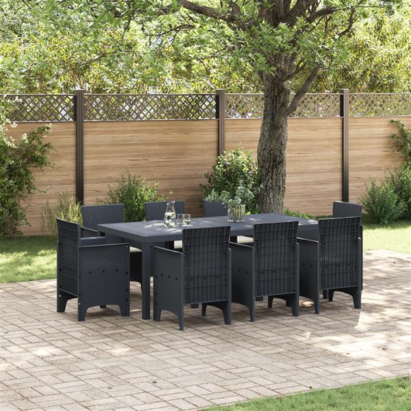 Grote foto vidaxl 9 delige tuinset met kussens poly rattan antraciet tuin en terras tuinmeubelen
