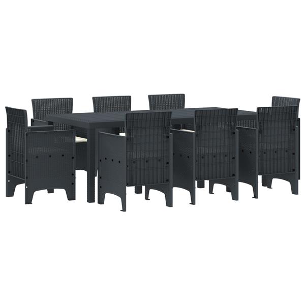 Grote foto vidaxl 9 delige tuinset met kussens poly rattan antraciet tuin en terras tuinmeubelen