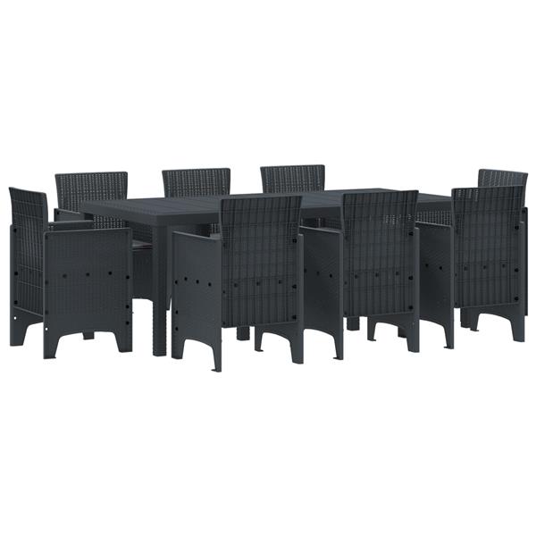 Grote foto vidaxl 9 delige tuinset met kussens poly rattan antraciet tuin en terras tuinmeubelen