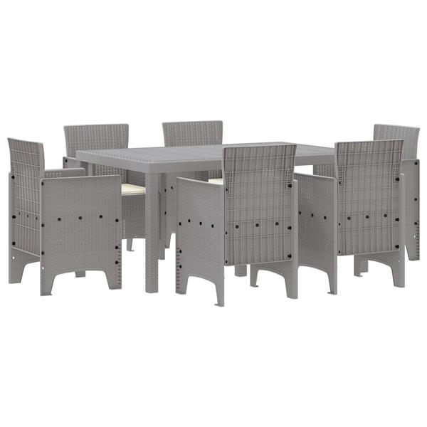 Grote foto vidaxl 7 delige tuindining set met kussens licht grijs poly rattan tuin en terras tuinmeubelen