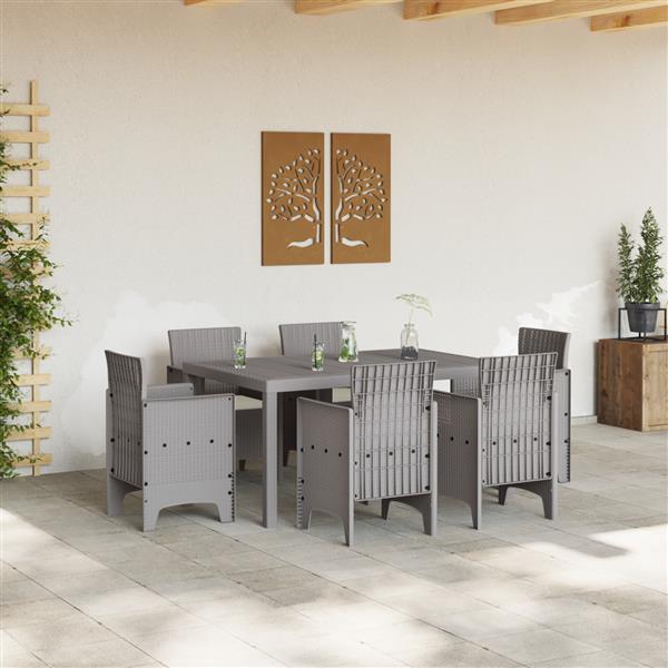 Grote foto vidaxl 7 delige tuindining set met kussens licht grijs poly rattan tuin en terras tuinmeubelen