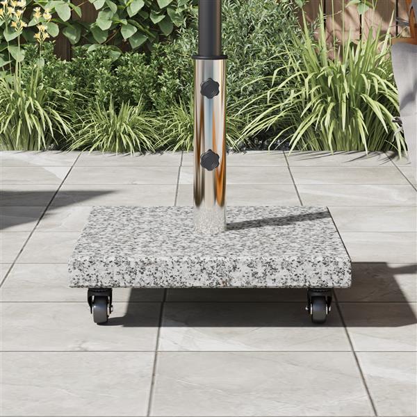 Grote foto vidaxl parasol basis met wielen voor 38 48mm palen grijs graniet 30 kg vierkant tuin en terras overige tuin en terras