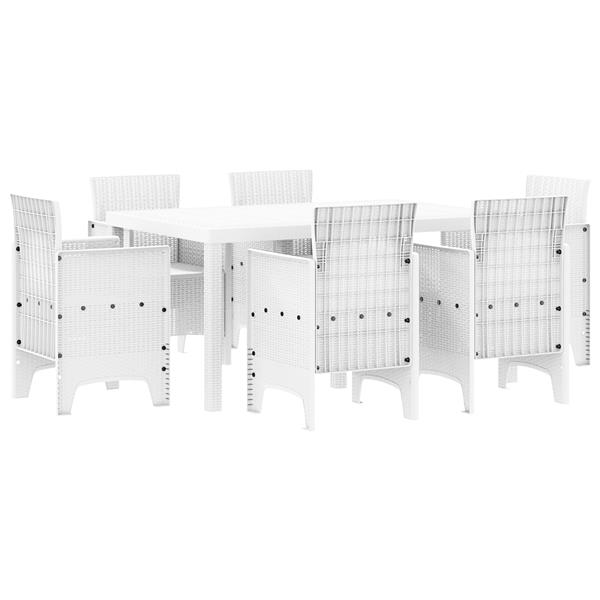 Grote foto vidaxl 7 delige tuindining set wit poly rattan tuin en terras tuinmeubelen