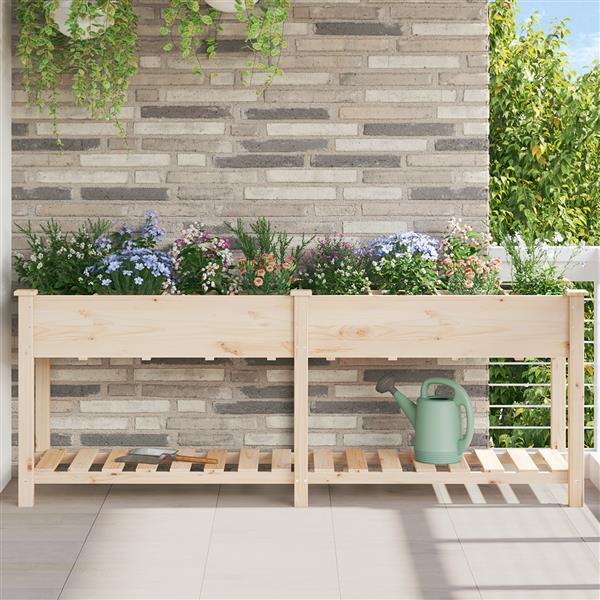 Grote foto vidaxl plantenbak met rasters 203x53x76 cm massief vurenhout tuin en terras overige tuin en terras