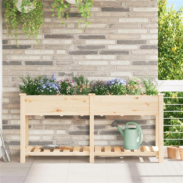 Grote foto vidaxl plantenbak met rasters 161x43x76 cm massief vurenhout tuin en terras overige tuin en terras