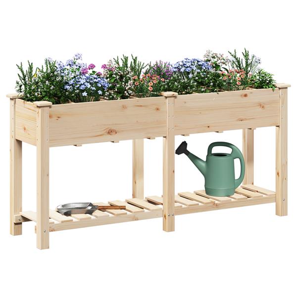 Grote foto vidaxl plantenbak met rasters 161x43x76 cm massief vurenhout tuin en terras overige tuin en terras