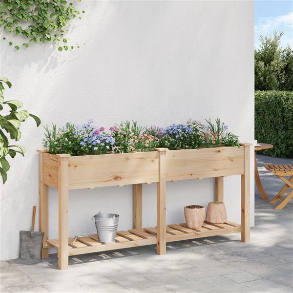 Grote foto vidaxl plantenbak met rasters 161x43x76 cm massief vurenhout tuin en terras overige tuin en terras