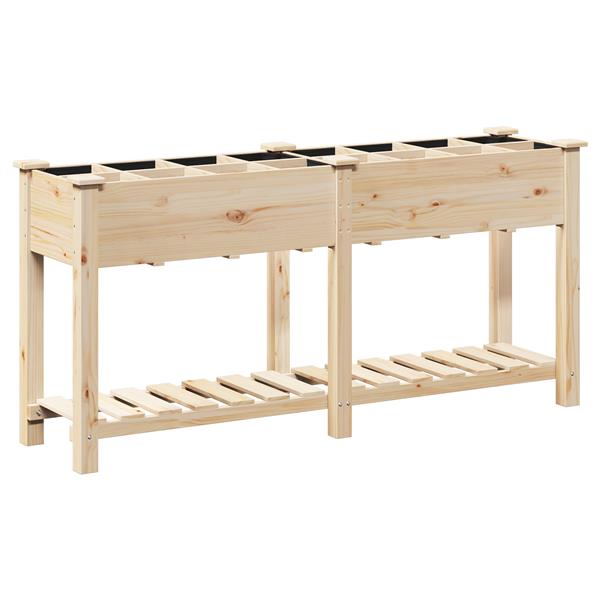 Grote foto vidaxl plantenbak met rasters 161x43x76 cm massief vurenhout tuin en terras overige tuin en terras