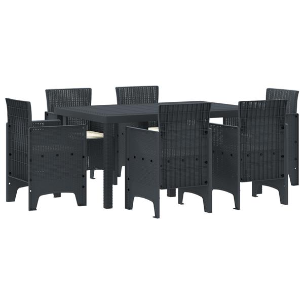 Grote foto vidaxl 7 delige tuin eettafel set met kussens anthraciet poly rattan tuin en terras tuinmeubelen