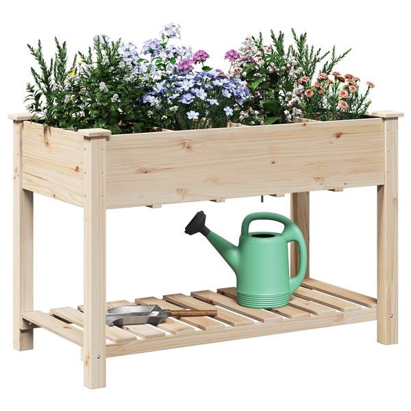 Grote foto vidaxl plantenbak met rasters 115x59x76 cm massief vurenhout tuin en terras overige tuin en terras