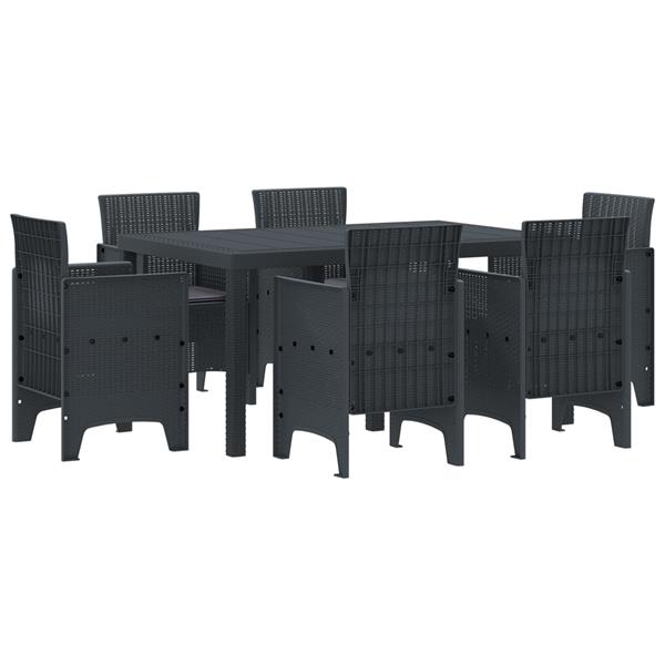 Grote foto vidaxl 7 delige tuin eettafel set met kussens anthraciet poly rattan tuin en terras tuinmeubelen