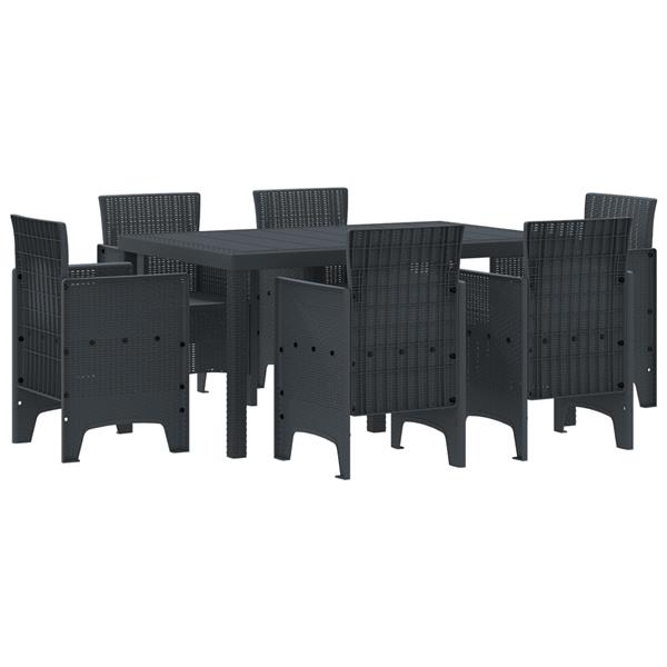 Grote foto vidaxl 7 delige tuin eettafel set antraciet poly rattan tuin en terras tuinmeubelen