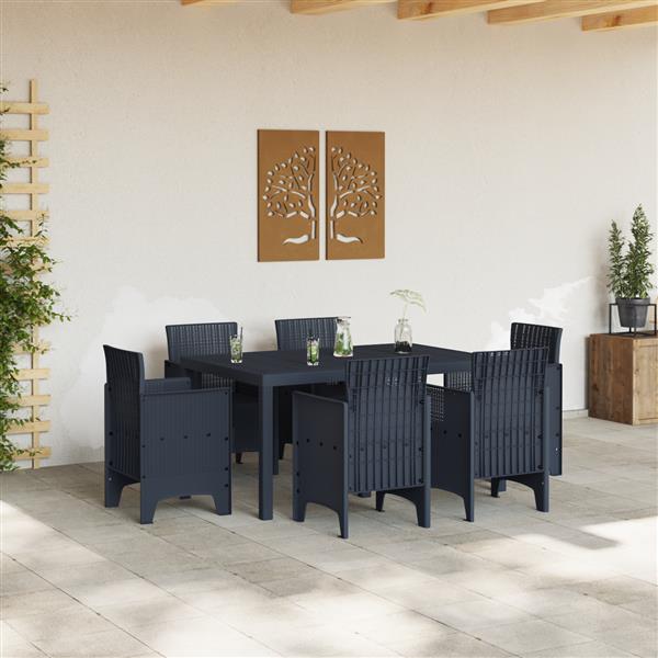Grote foto vidaxl 7 delige tuin eettafel set antraciet poly rattan tuin en terras tuinmeubelen