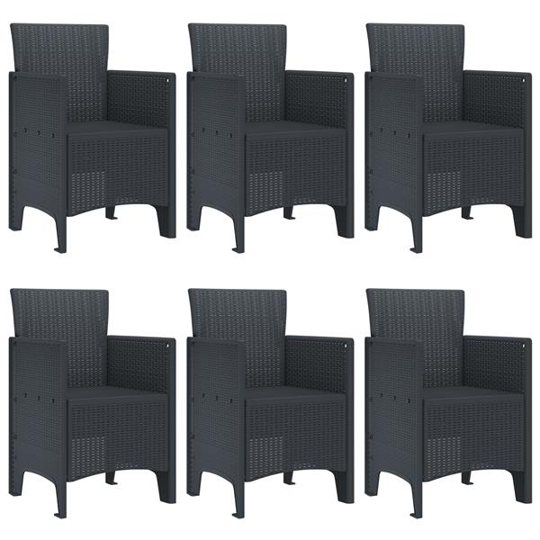 Grote foto vidaxl 7 delige tuin eettafel set antraciet poly rattan tuin en terras tuinmeubelen