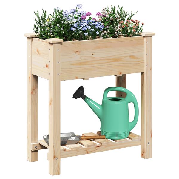 Grote foto vidaxl plantenbak met rasters 71x37x76 cm massief vurenhout tuin en terras overige tuin en terras